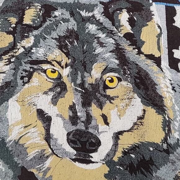 Vintage 1994 Aztec Wolf Shirt 2XL 25x28 Faded Black Portrait - Picture 11 of 16